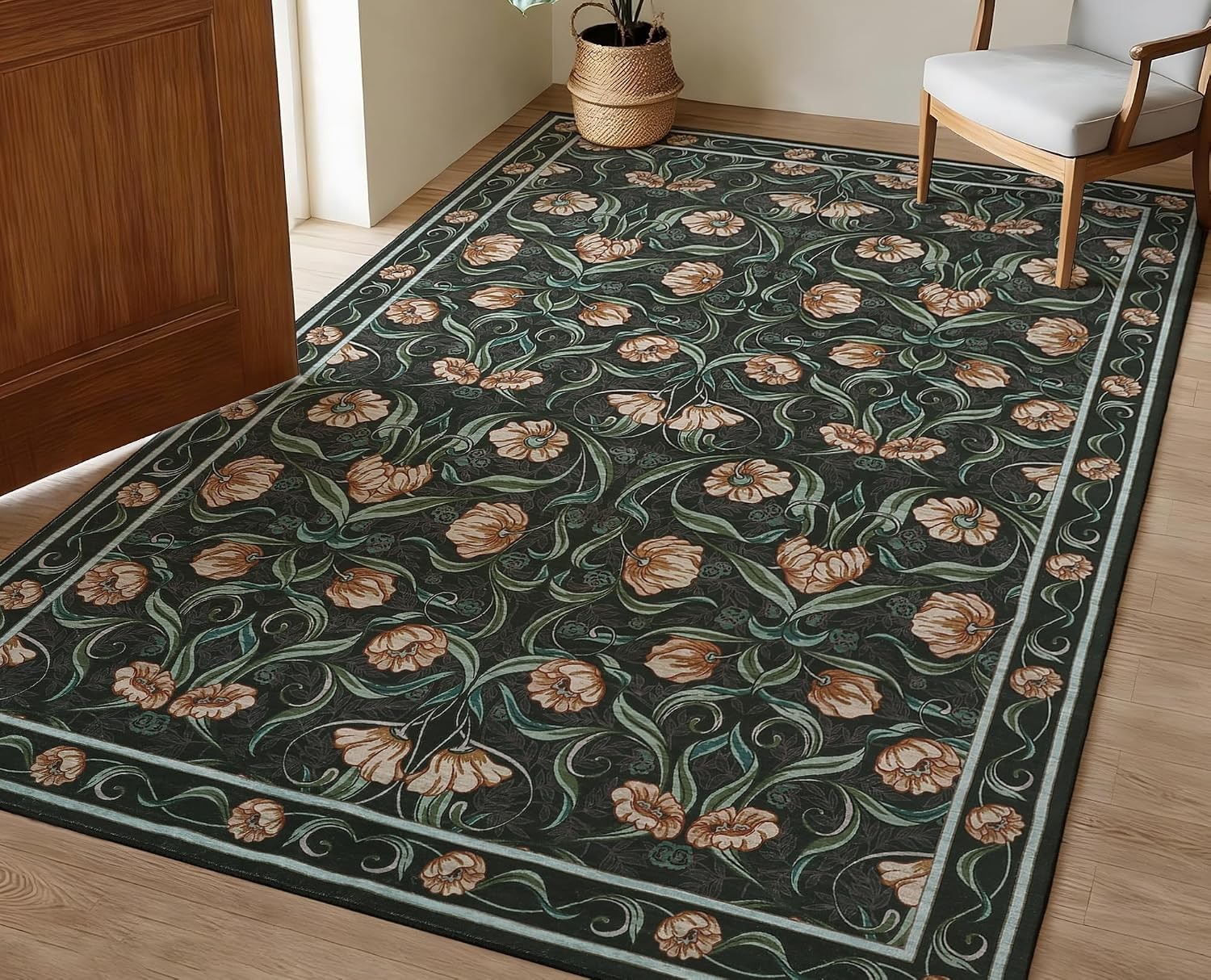 Boho Vintage Washable Area Rug Non Slip Living Dining Bedroom Entryway Kitchen