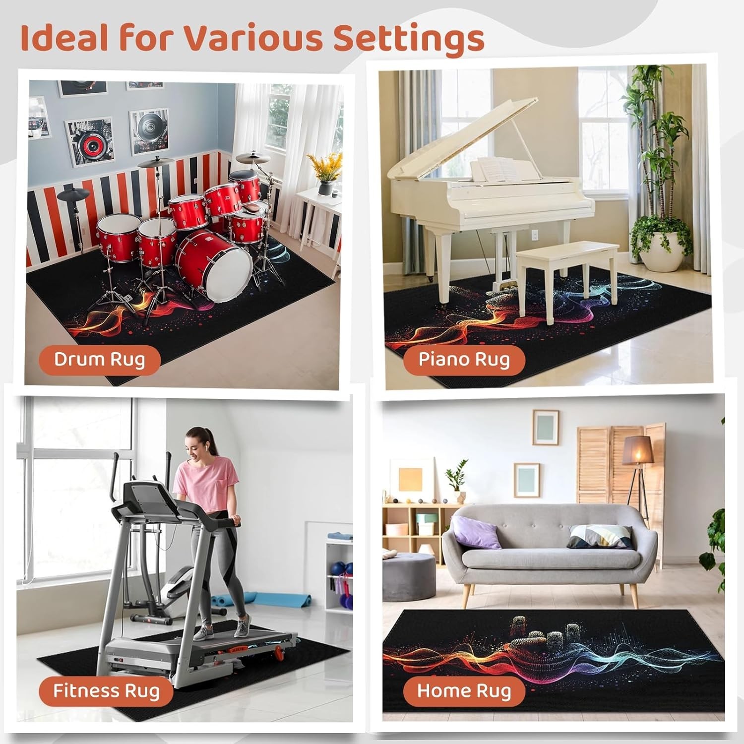 Non-Slip Drum Rug 6×5 Ft – Soundproof Carpet for Jazz & Electric Drum Sets