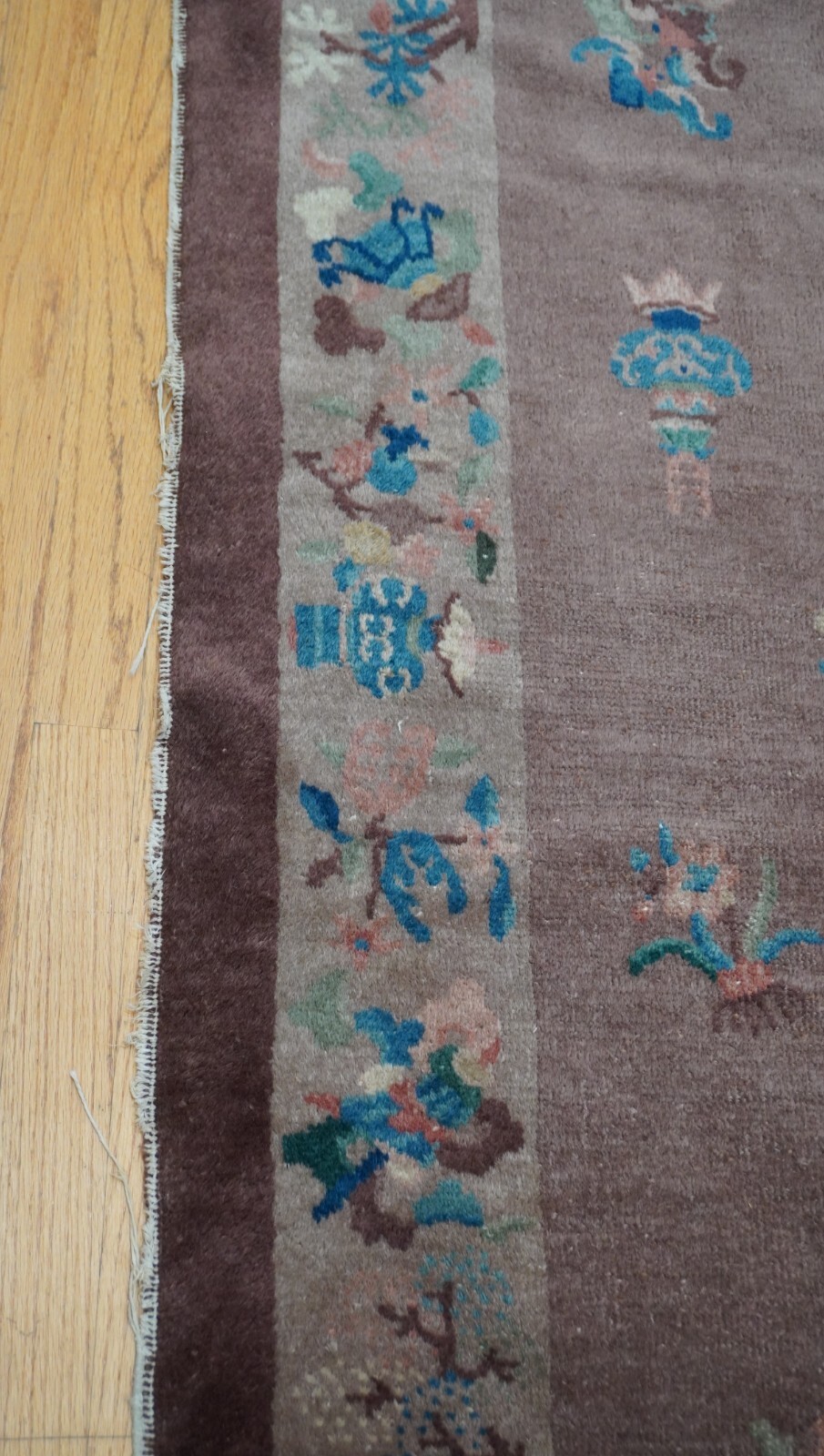 Lovely Antique Chinese Peking Hand Knotted Wool Oriental Rug 3’3″ x 4’10”