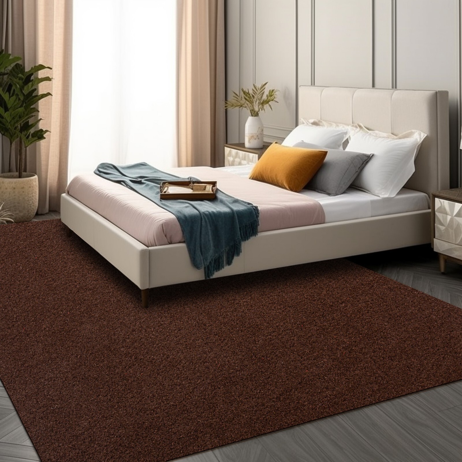 Area Rugs for Living Room or Bedroom, Brown Carpet Runner Rug Indoor Mat