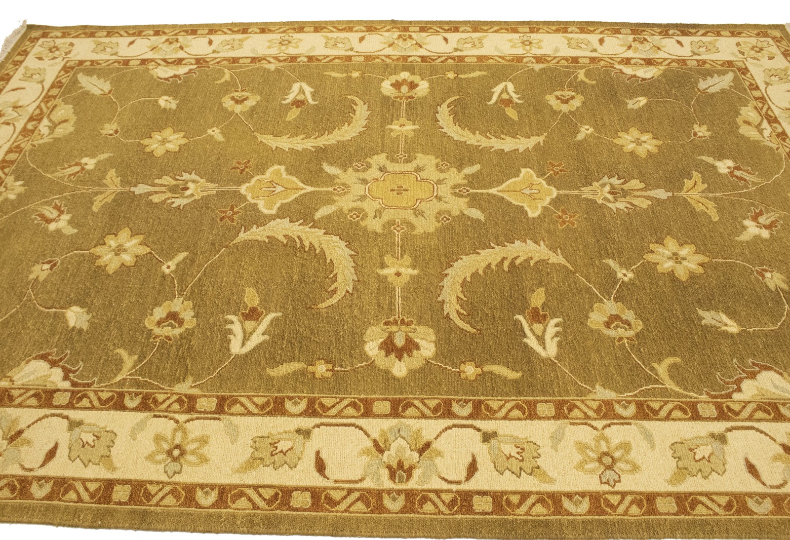 6’6X9’4 Hand-Knotted Sumak Oriental Area Rug Floral Partially Woven Carpet