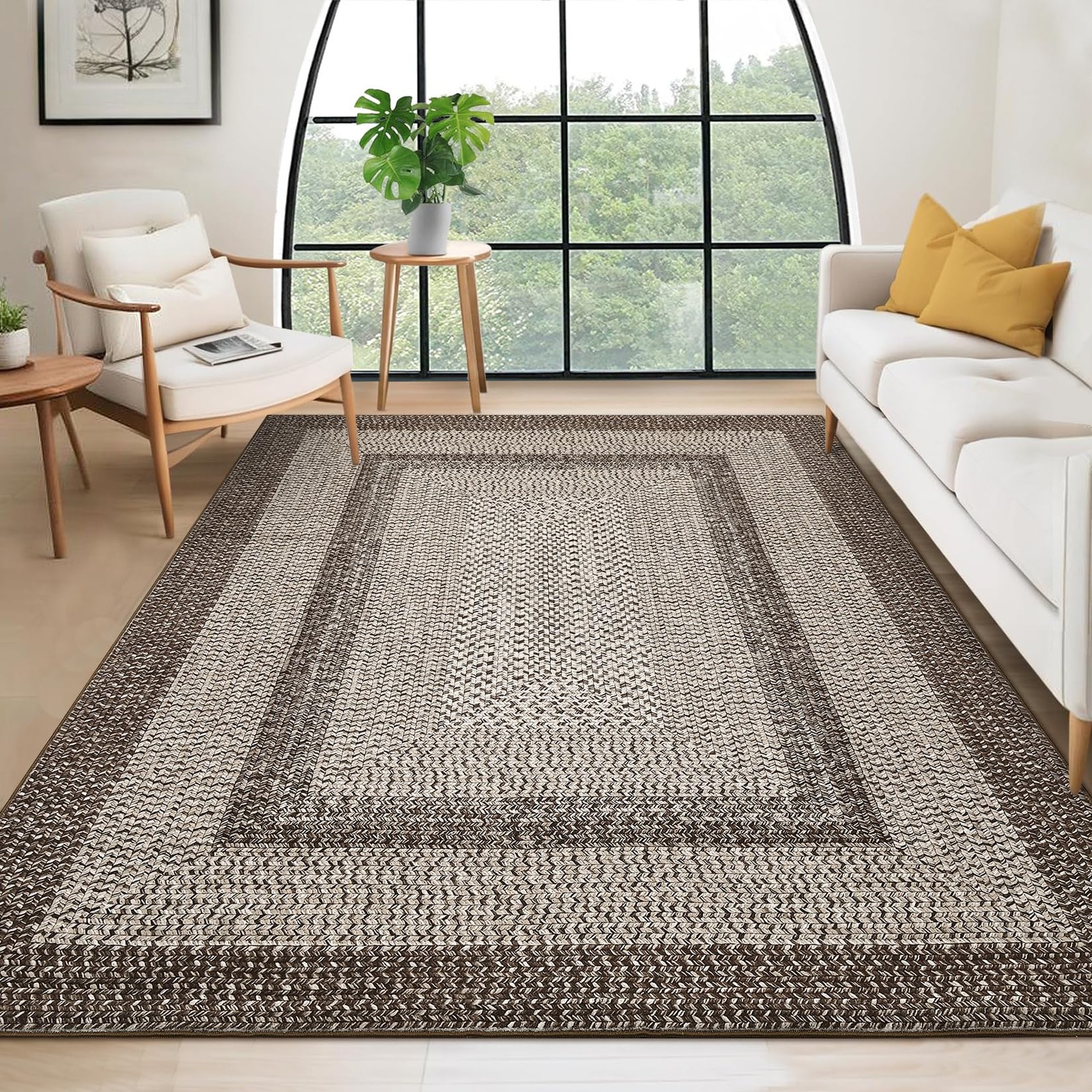 RUGSREAL 8×10 Washable Area Rug for Living Room with Rubber Backing Boho Rug …
