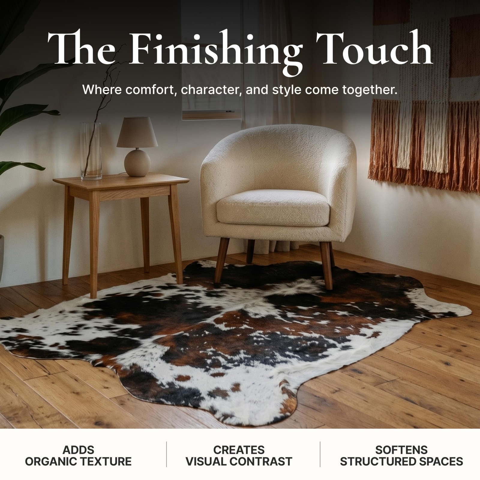Appaloosa Cowhides Luxury Cowhide Rug 5×7 ft – 5′ x 7′, Original Tricolor
