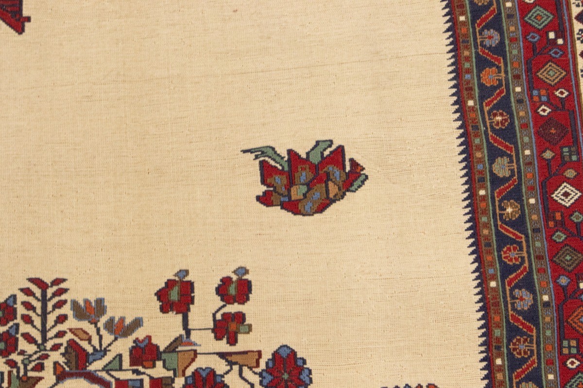 Sumak Pictorial Floral Tribal Style Oriental Rug Flat-Weave Wool Carpet 4’6X6 ft