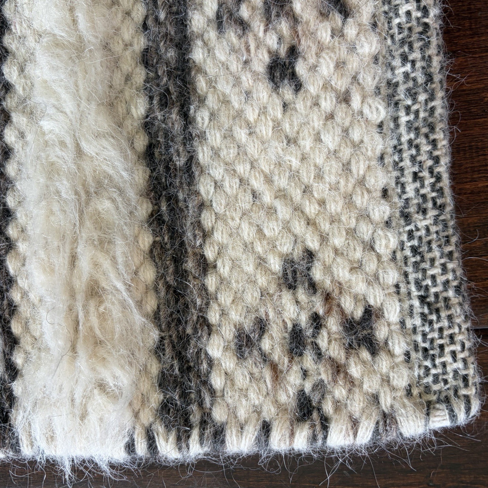 Handwoven Wool Textured Pattern Rug Natural Boho Decor Carpet Wall Hanging 3 x 2