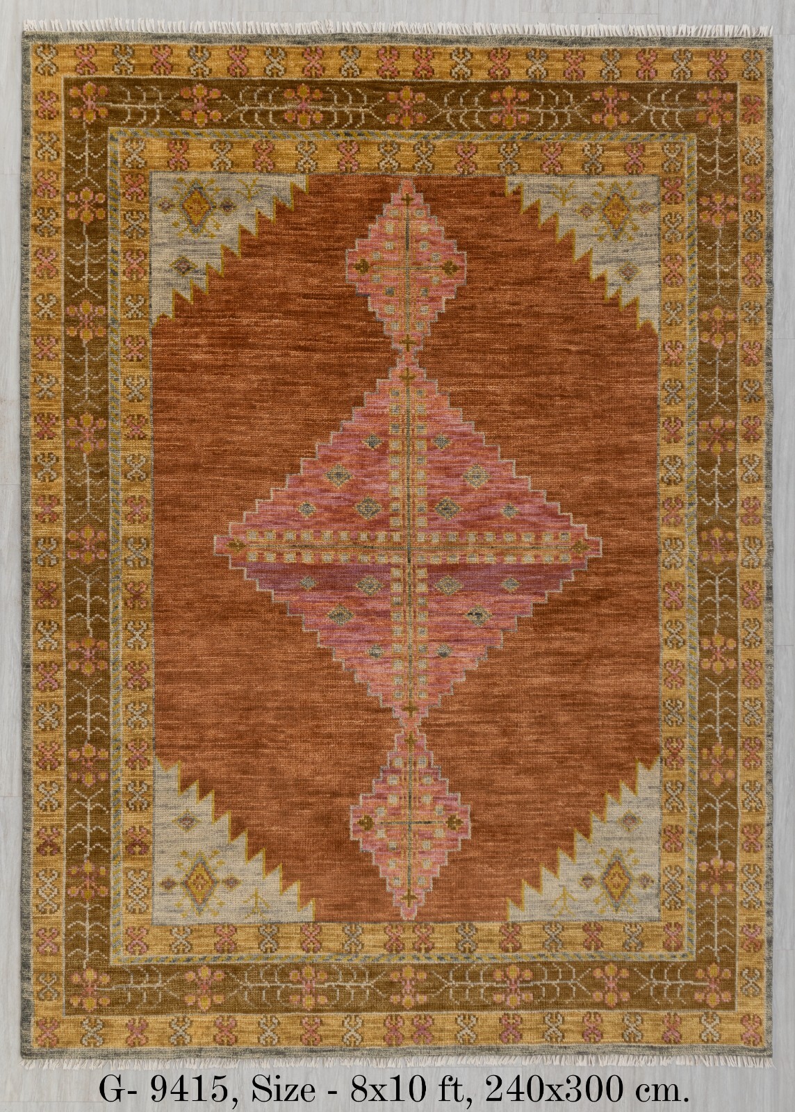 Coral Rust Pink Modern Style Soft Wool Hand Knotted Oushak Custom Size Rug