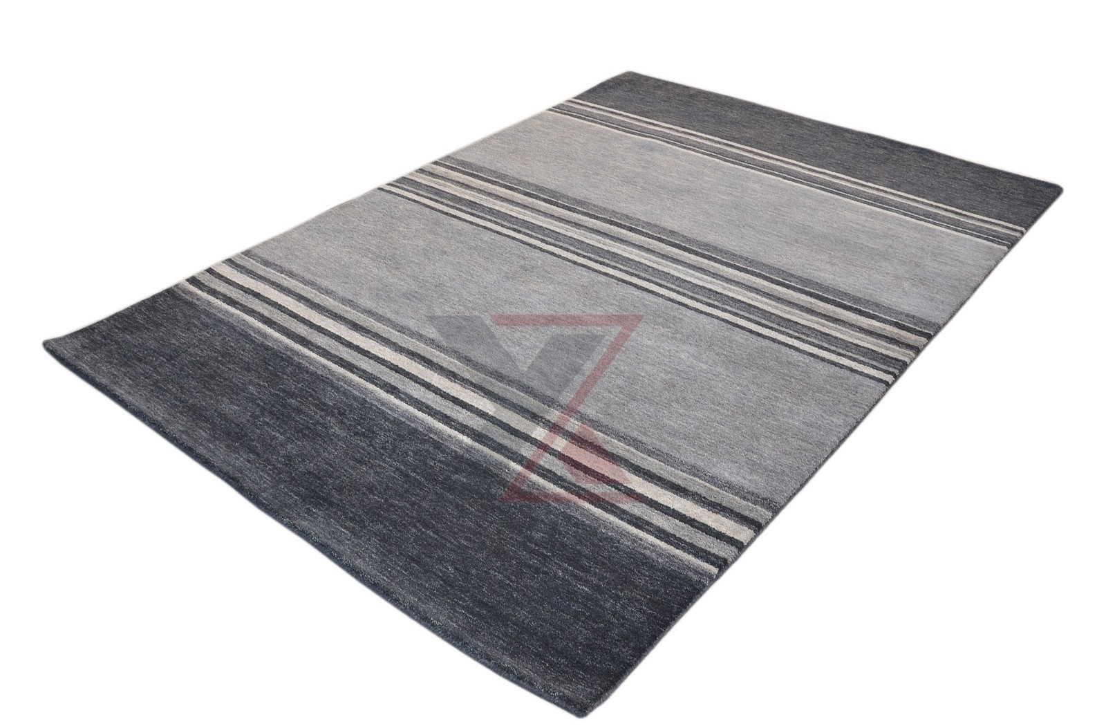 Handloom Modern Area Rug – Minimalist Linear Striped Design – Charcoal, Slate