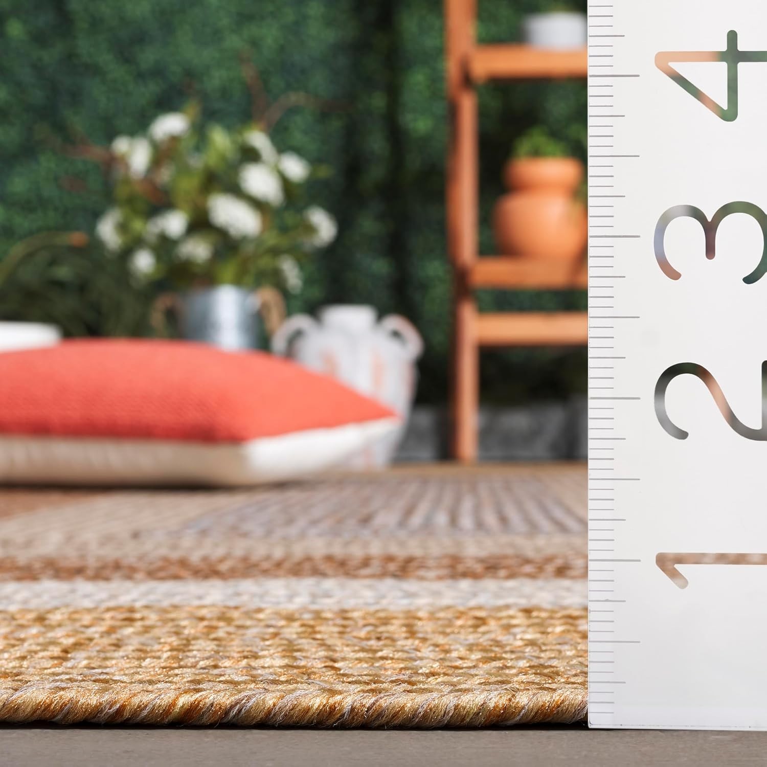 Washable Rug Outdoor Braided Collection – 2′ x 3′, Brown & Light Brown, Handm…