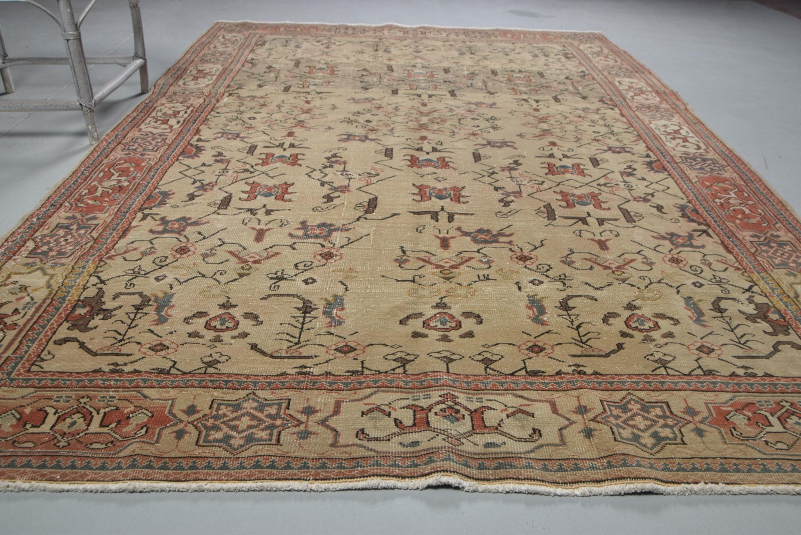 6,2×9 ft Turkish Rug, Large Vintage Rug, Brown Abstract Rug