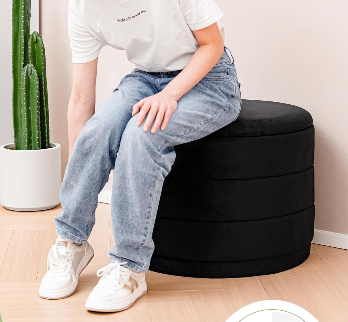 Velvet Storage Ottoman with Tray Folding Ottoman with Storage Coffee Table Foot