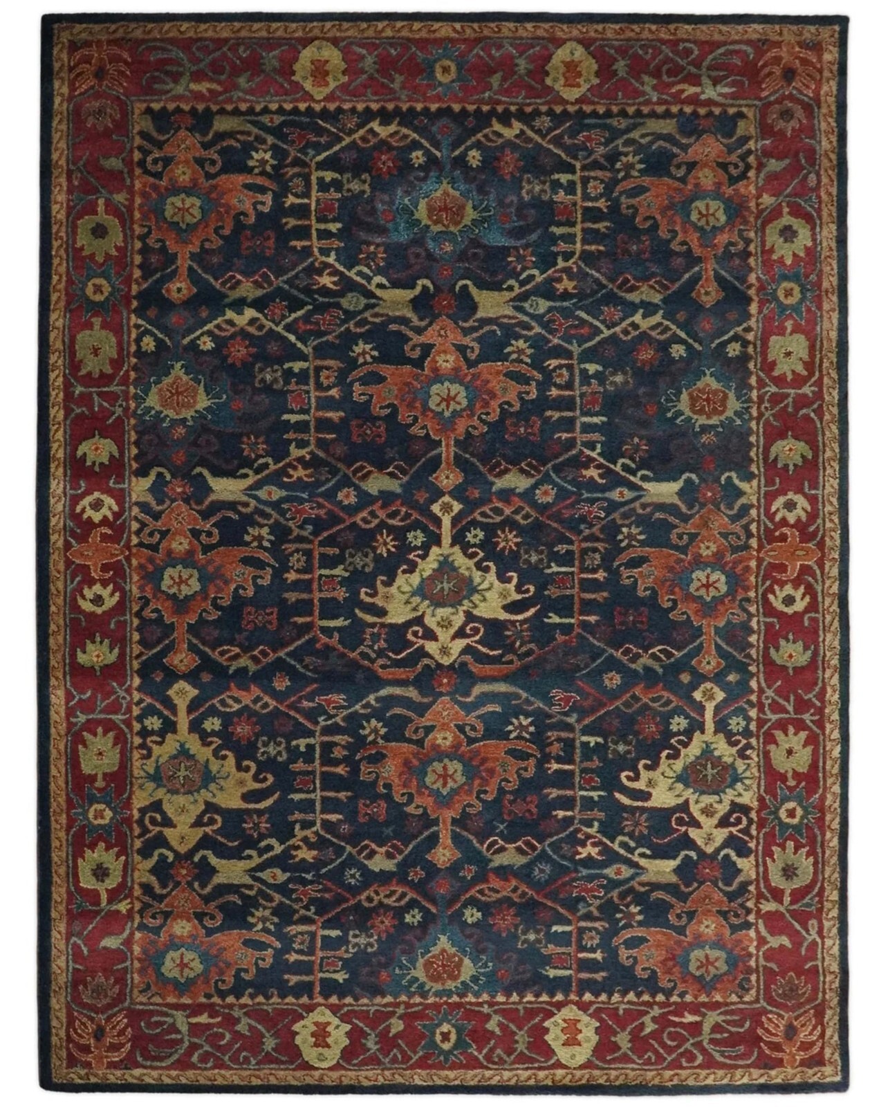 Chaining PB Multi Blue Traditional Handmade Tufted 100% Wool Area Rugs & Carpets