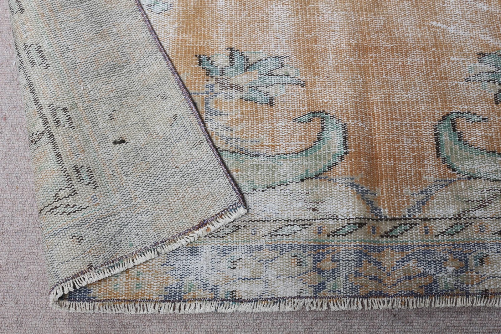 Turkish 5,2×9,2 ft Rug, Vintage Rug, Brown Camouflage Wool Rug