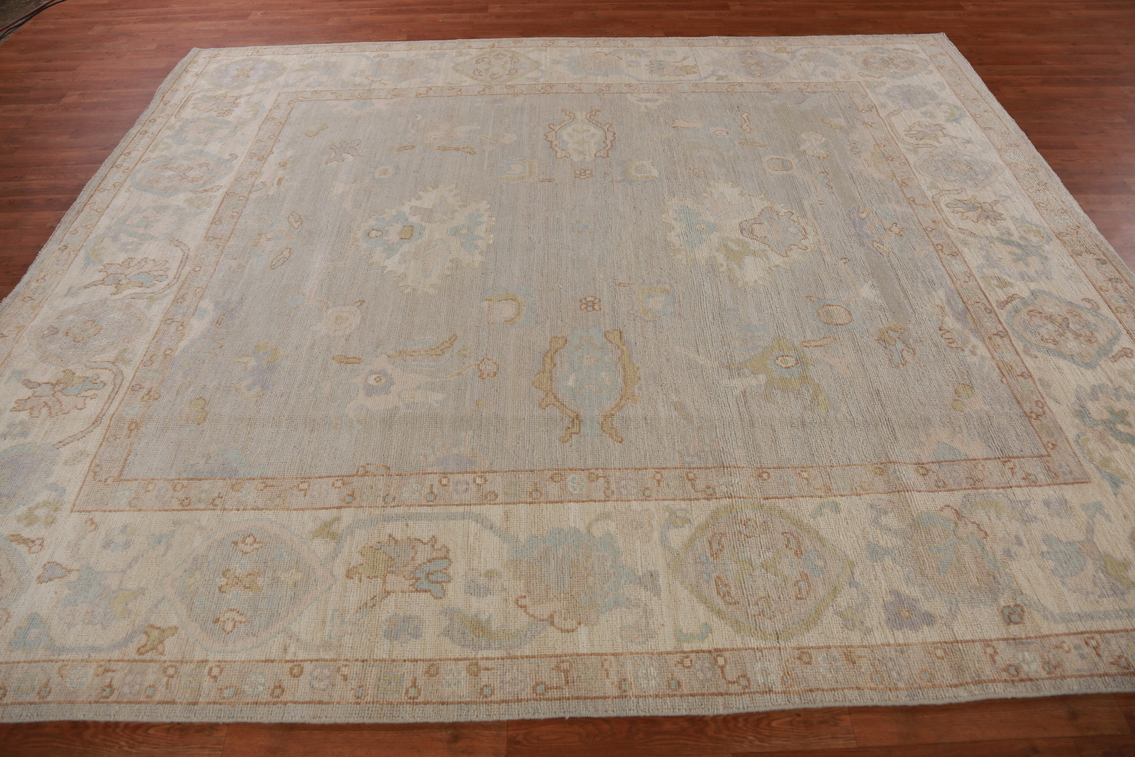 Vegetable Dye All-Over Patterned Oushak Wool Handmade Rug 8×10 ft Turkish Carpet