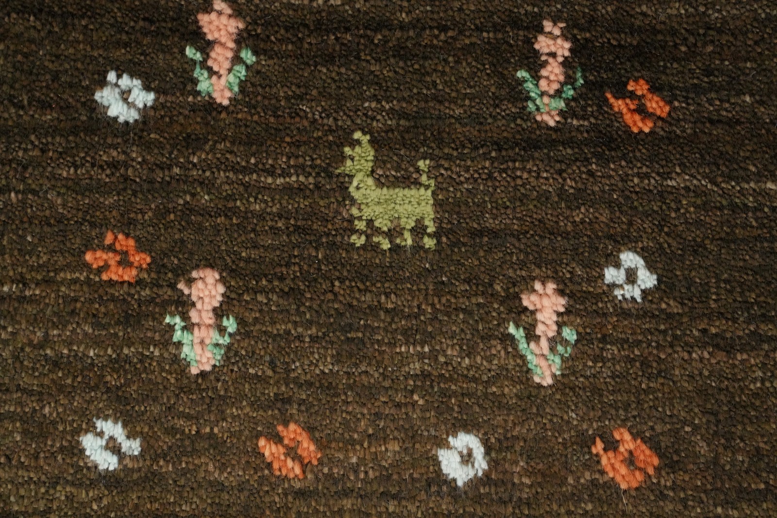 Brown Square Area Rug 10×10 Hand-knotted with Subtle Embroidered Patterns