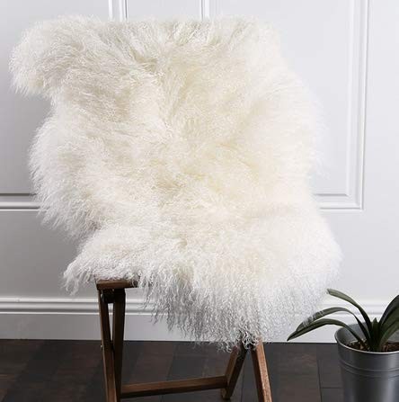 Genuine Mongolian Tibetan Lamb Fur Wool Throw Area Rug Real Fluffy Shaggy She…