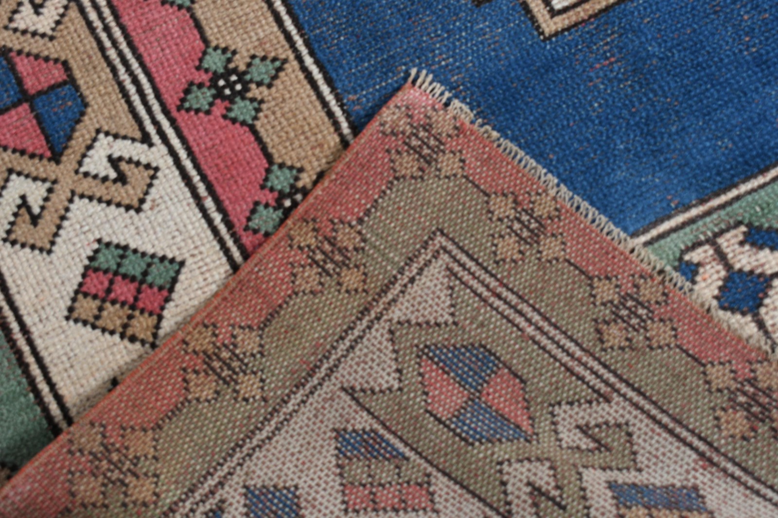 Turkish Vintage Large Rug 5,1×8,6 ft, Blue Wool Rug