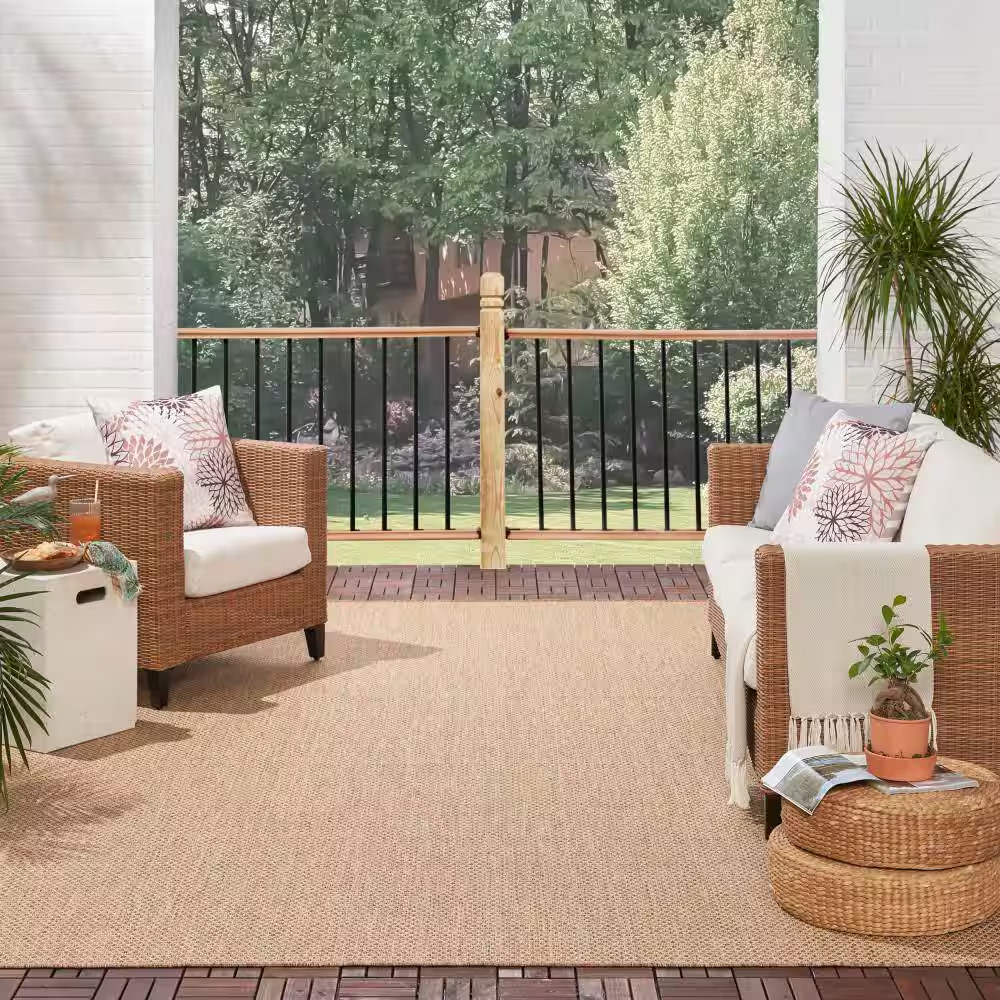 Courtyard Jute 8 Ft. X 10 Ft. All-Over Design Contemporary Area Rug