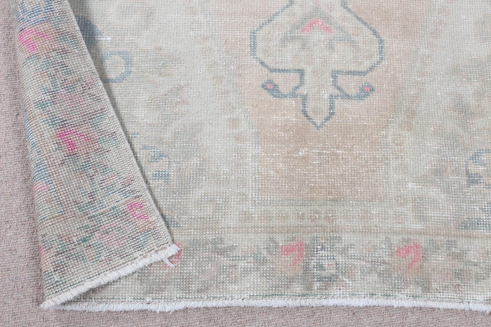 4,4×7,5 ft Rug, Turkish Vintage Rug, Gray Polka dot Wool Rug