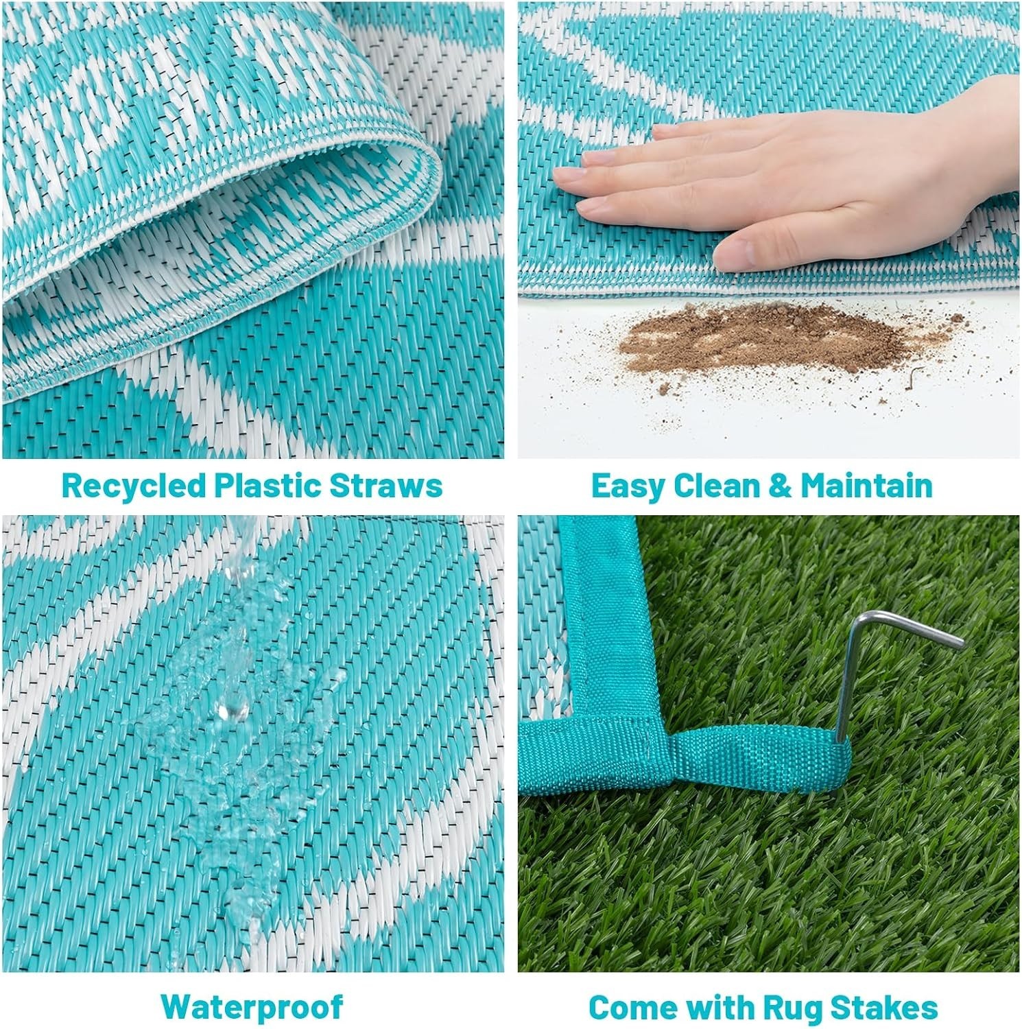 Reversible Waterproof Outdoor Rug 5×8 Floral Patio Mat Durable Plastic