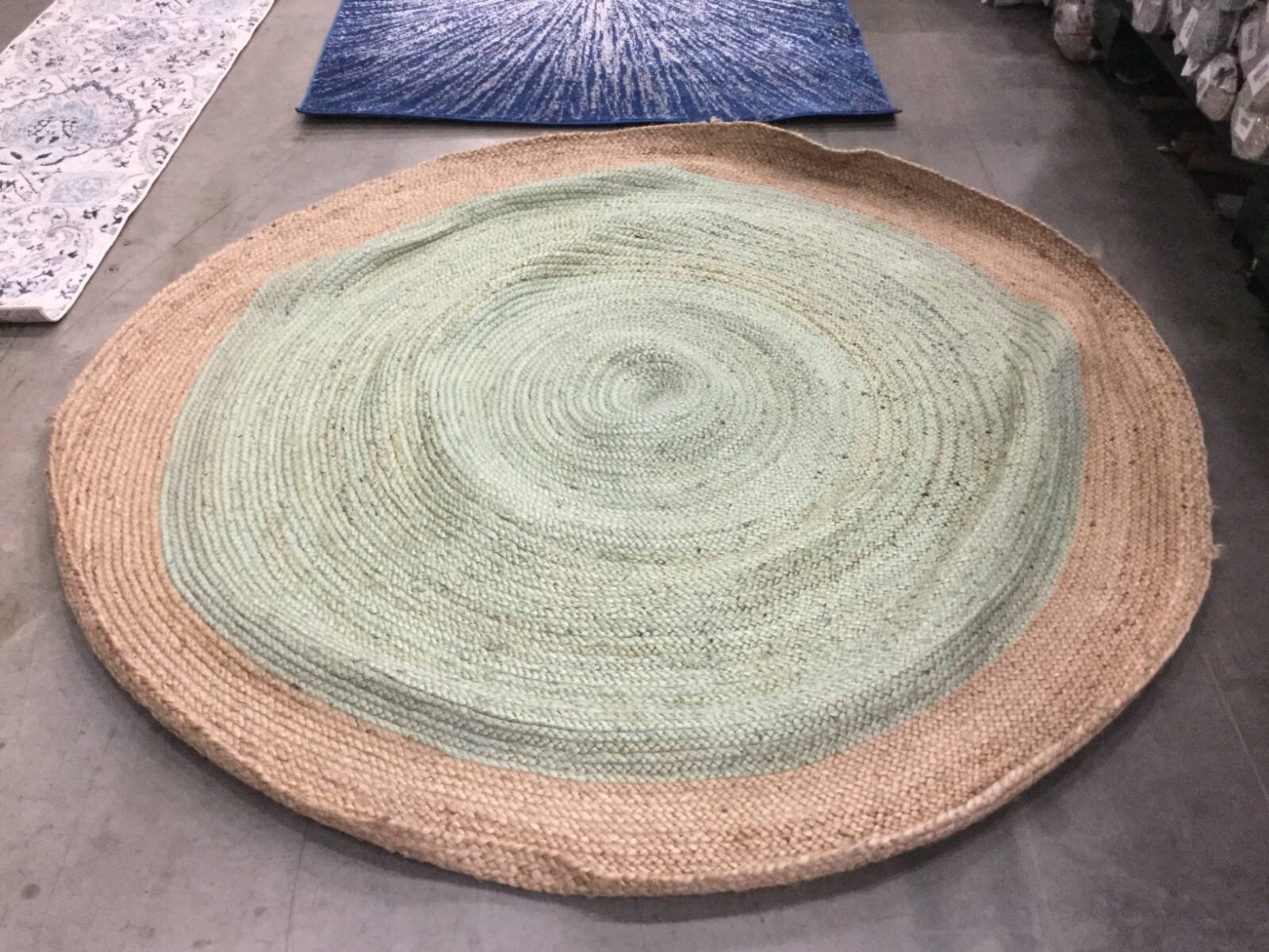 AQUA / NATURAL 7′ X 7′ Round Back Stain Rug Reduce price 1172649970 NF801A-7R