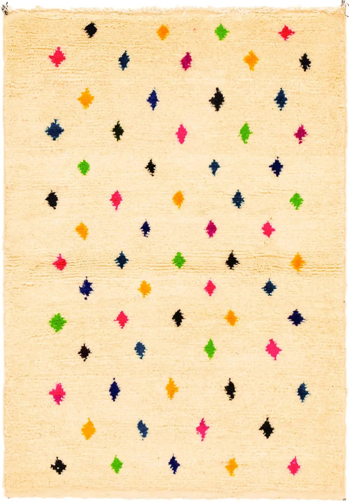 New Luxury Modern Design Area Handmade Moroccan Wool Rug Color Cream Multi Rug