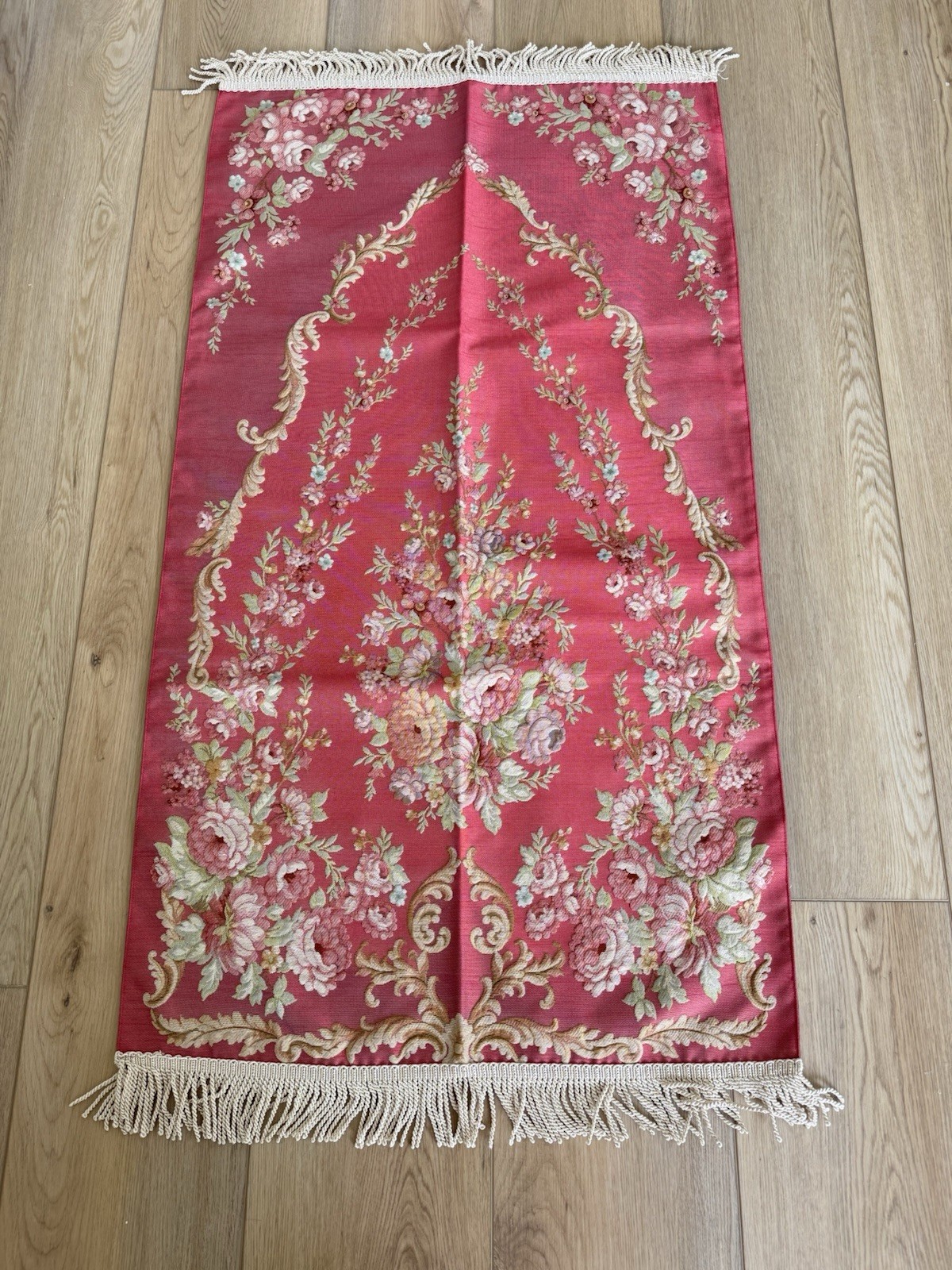 Decorative Red Rose Turkish Rug 48×26 Lightweight Seccade Gift Mat Sajjadah