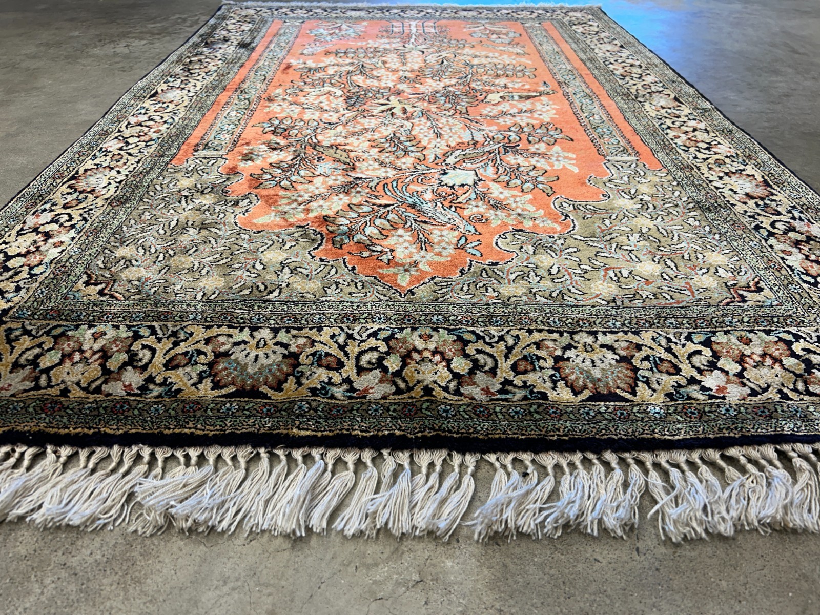 3×5 Luxurious Fine Hand-Knotted 100% Silk Pictorial Persiane Qume Rug Handmade