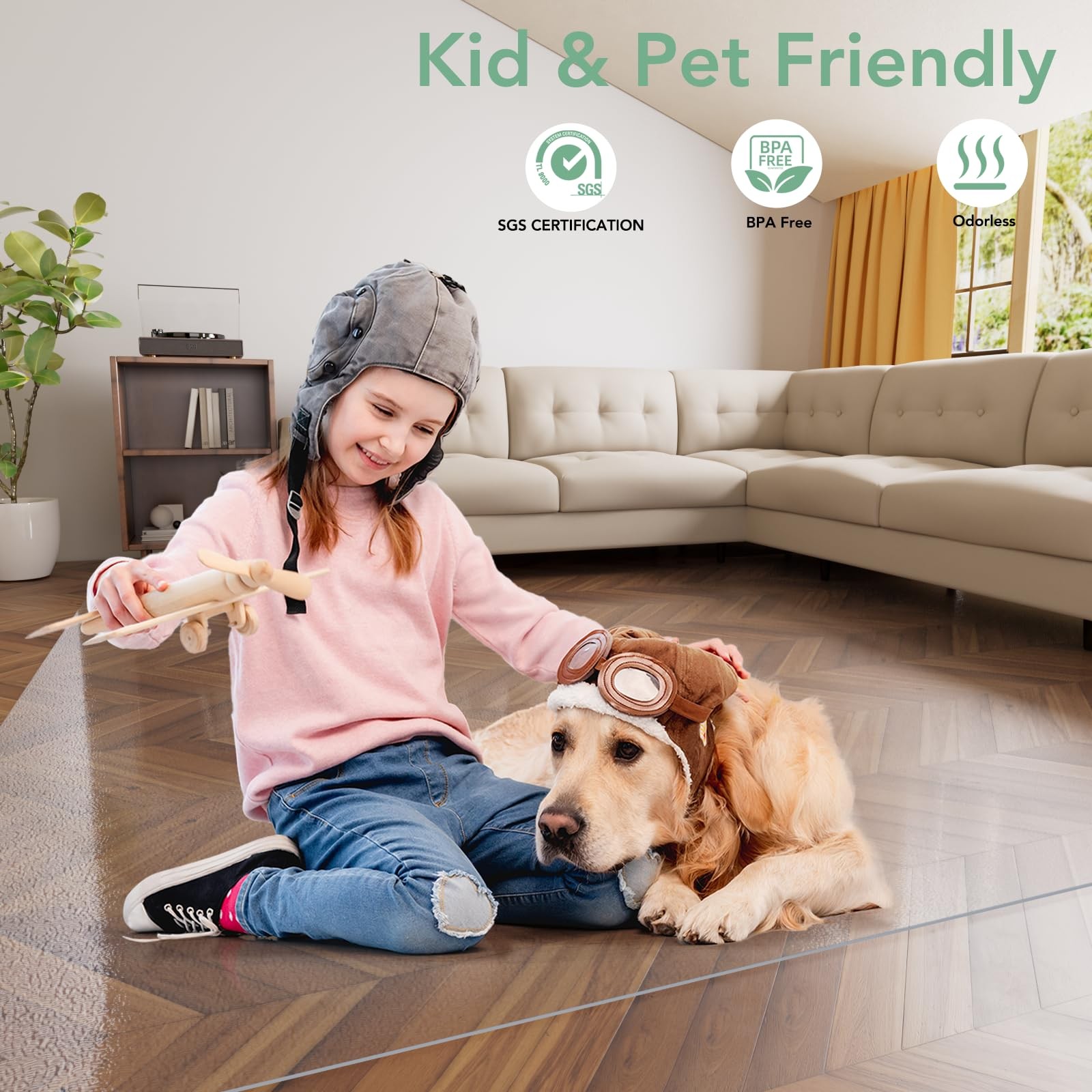 Clear Floor Mat 8×10 for Under Dining Table – Plastic Waterproof Non Slip