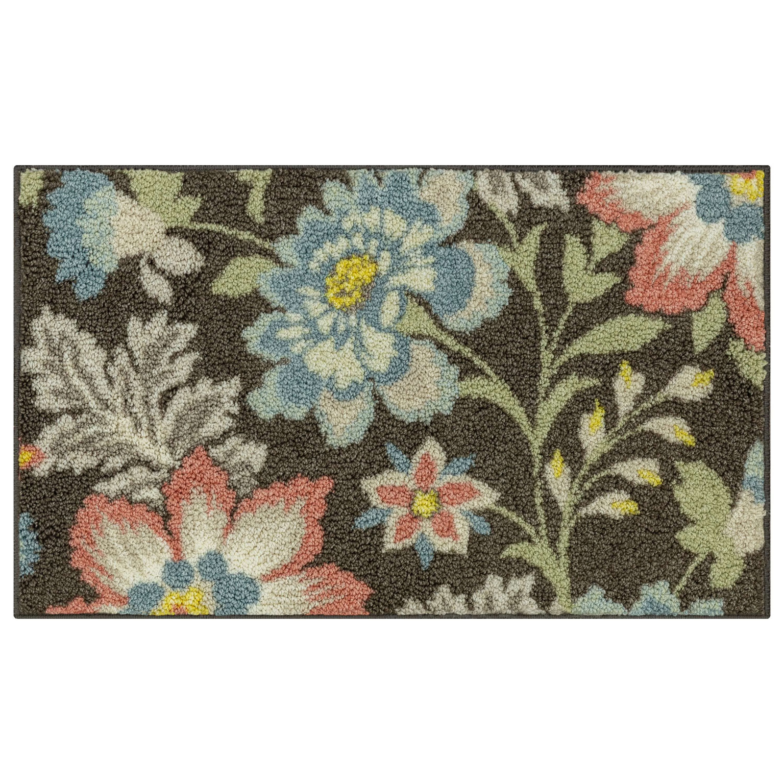 1’8″x2′, Farmhouse Oversized Floral Gray Multicolor Indoor Accent Rug