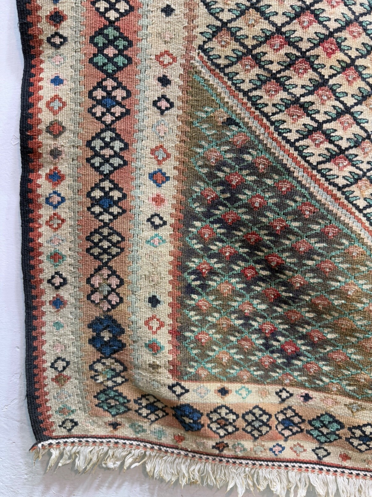 Vintage Beautiful Hand Woven Traditional Turkey Wool Weaving Kilim Rug 204x140Cm