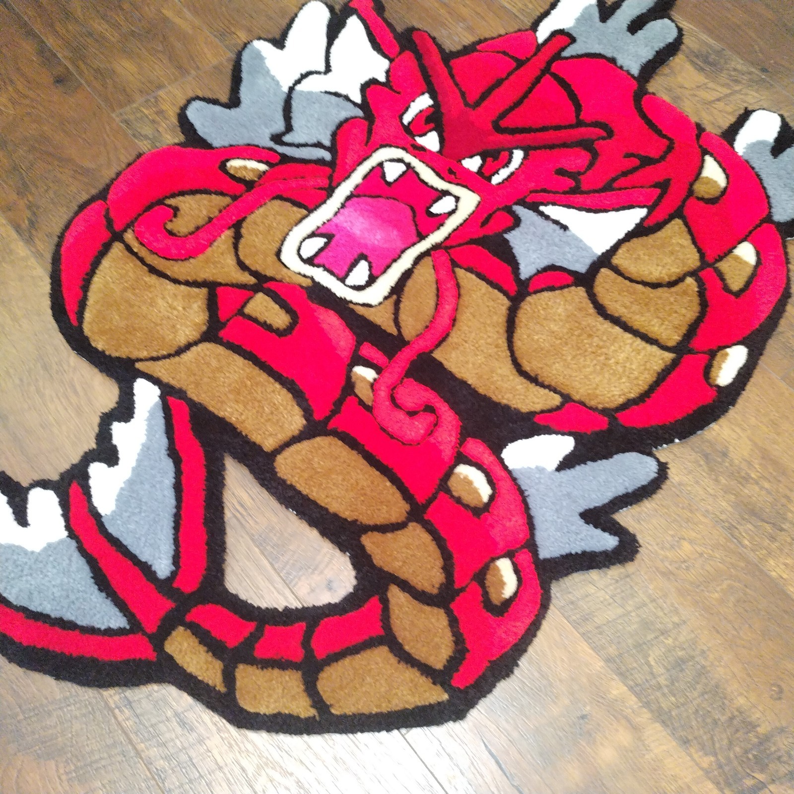 Handmade Custom Rug Gyarados Pokemon Shiny Red Anime Cartoon Dragon Water