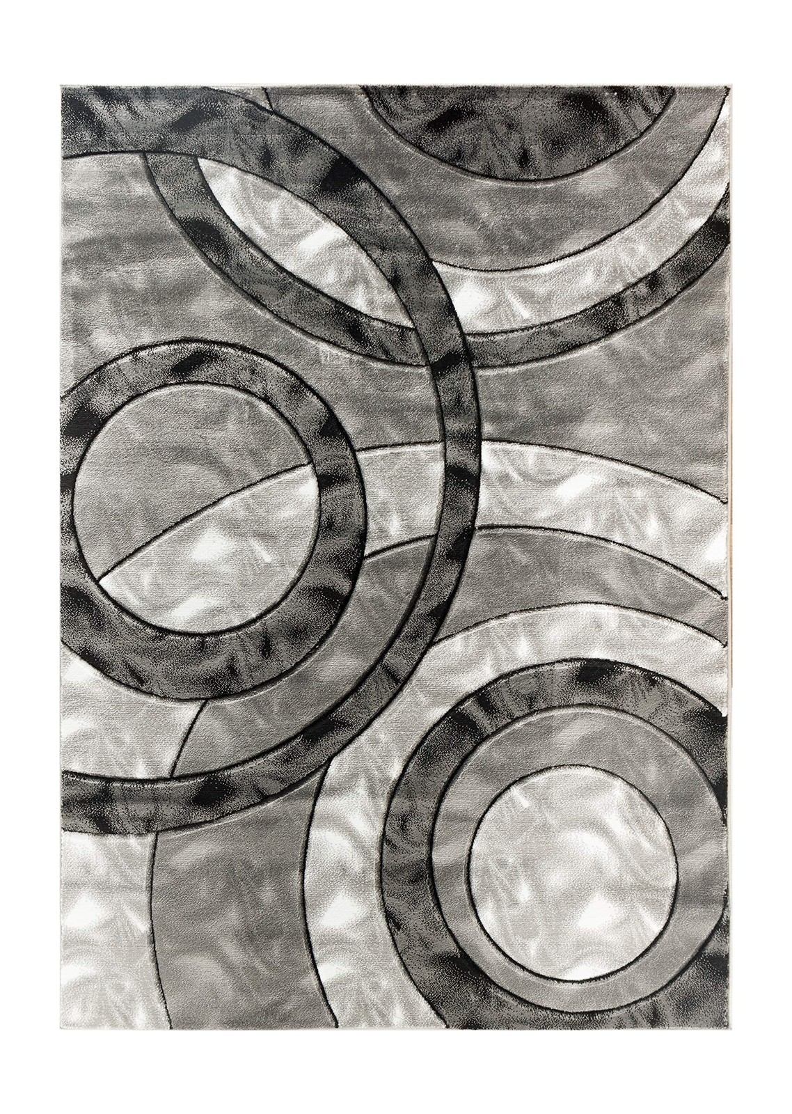 Modern 5×7 Grey Black Geometric Area Rug for Living Room, Bedroom, Dining Room
