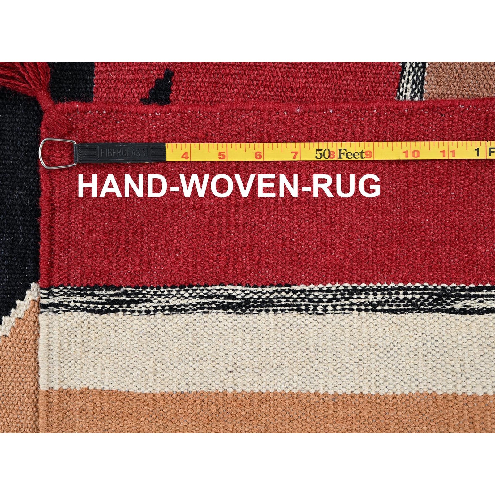 9’2″x11’9″ Red Southwest Geometric Design Flat Weave Hand Woven Wool Rug 2311