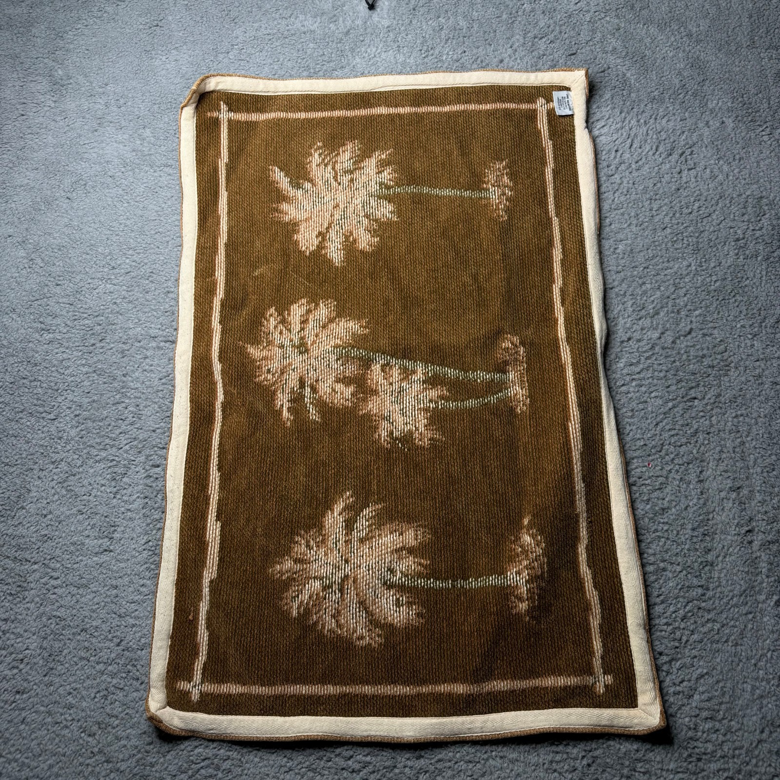Vintage Beach Rug Brown Palm Tree Accent Mat Hawaii Decor