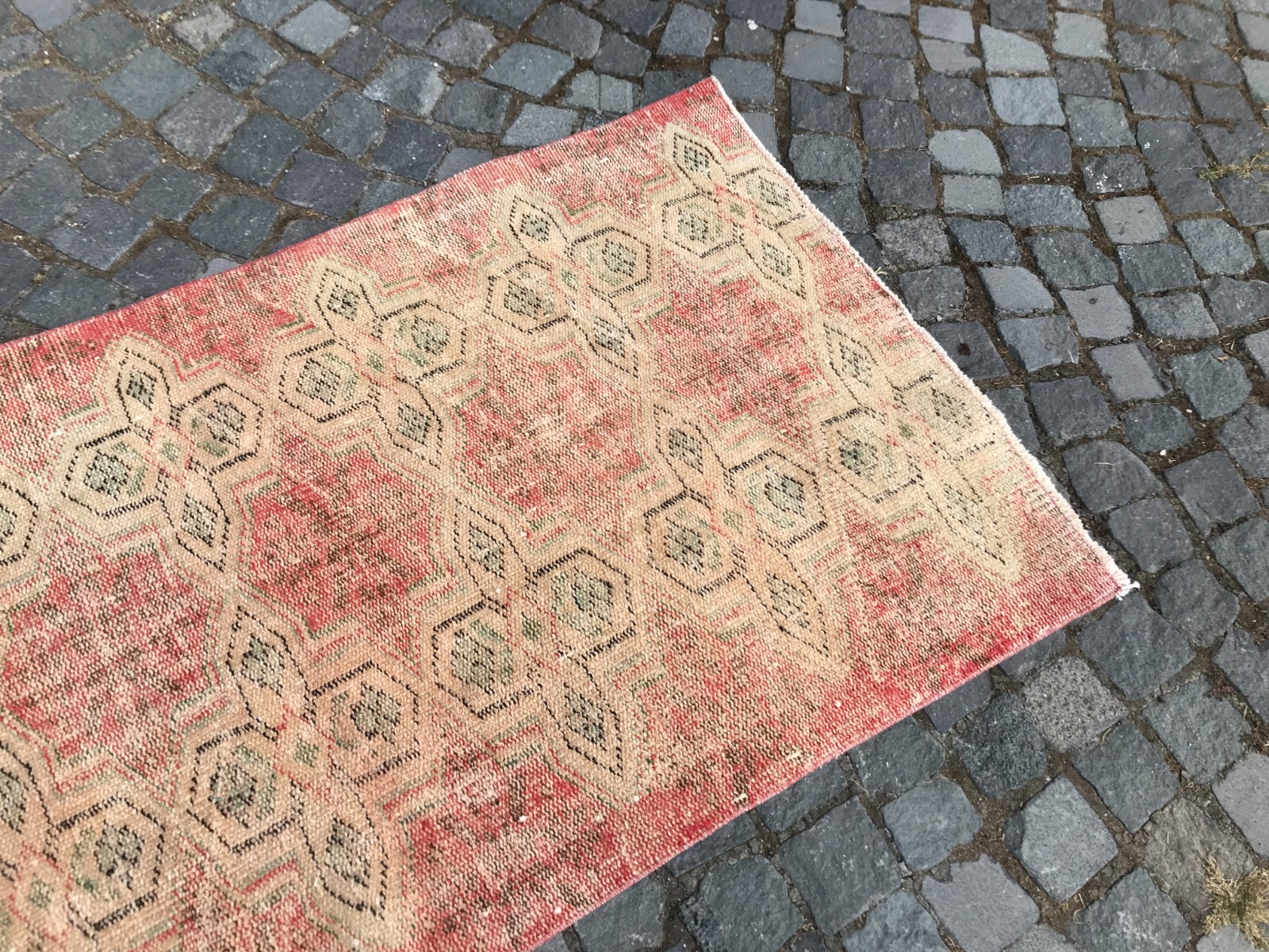 Bohemian Area Rug Handmade Wool Rug Turkish Vintage Traditional Rug 3,1 x 6,2 ft