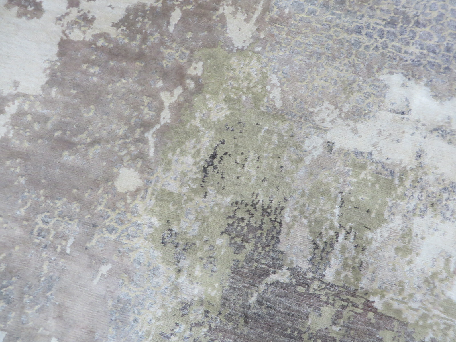 8’1 x 10 Hand Knotted Modern Abstract Gray Oriental Rug With Silk G9228
