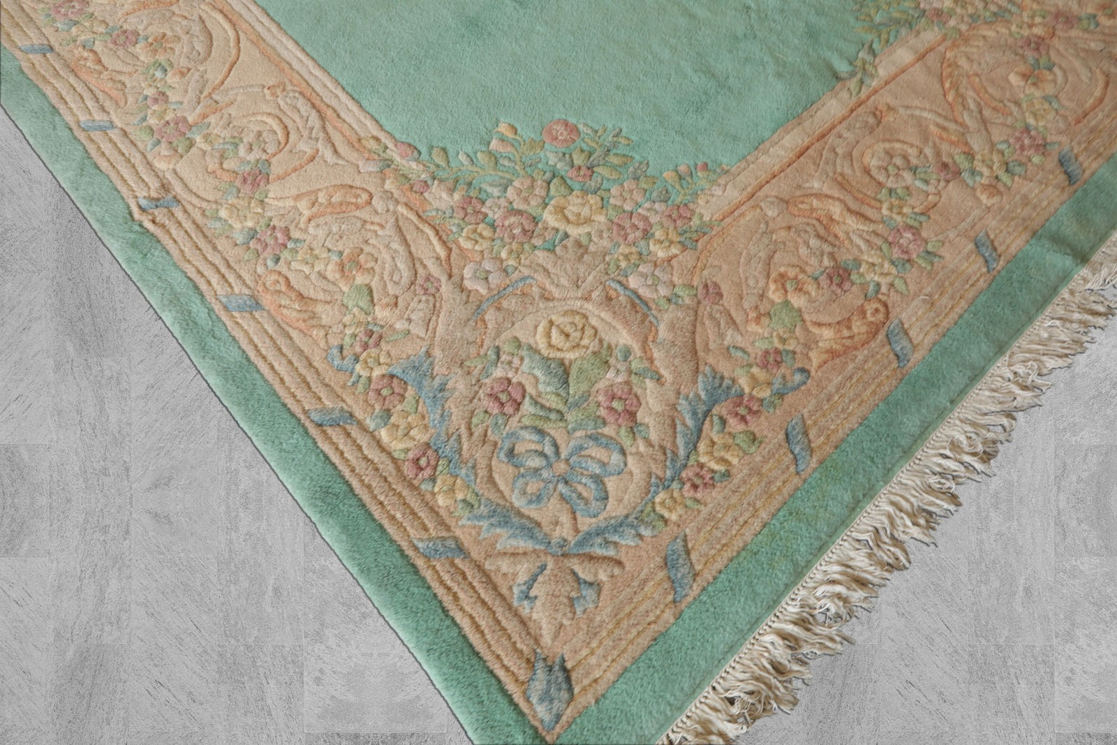 12’5″x20’5″ Oversize Hand Knotted Wool French Aubusson Savonnerie Plush Pile Rug