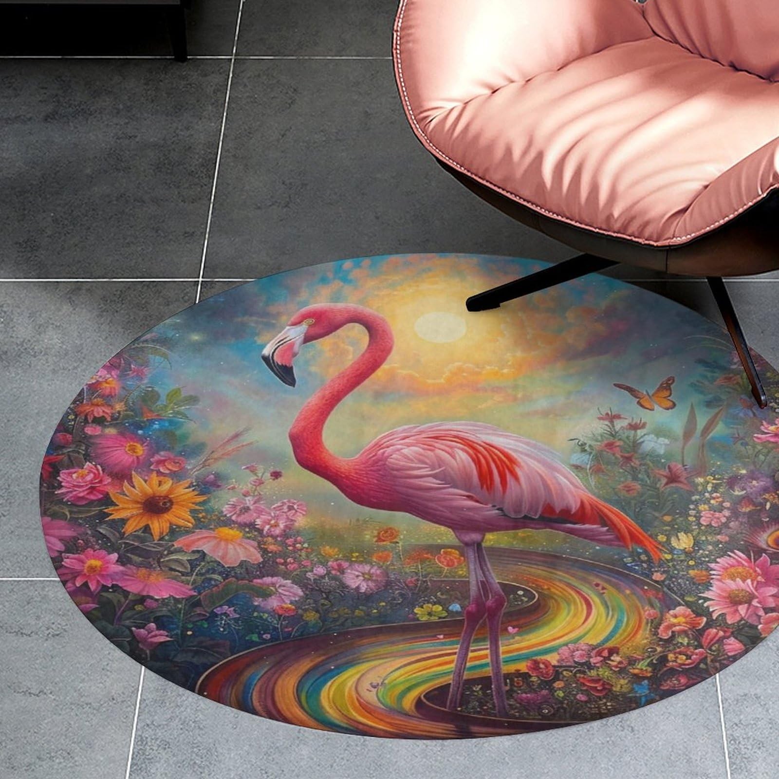 Floral Flamingo Bath mat, 3D Floral Plant Pink Flamingo Shower mat, Suitable …