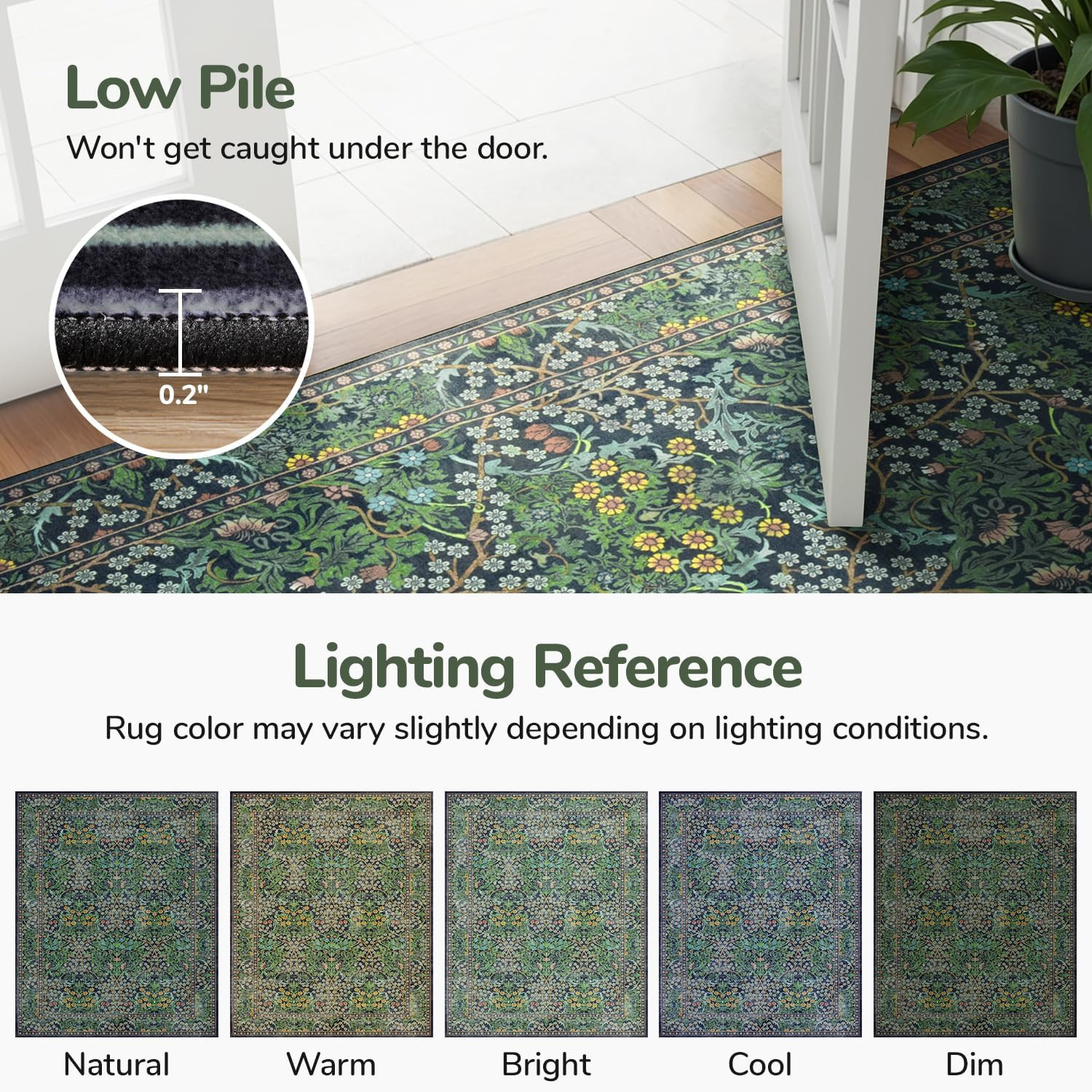 Boho Floral Extra Large Area Rug 10×14 – Soft, Washable, Non-Slip Design