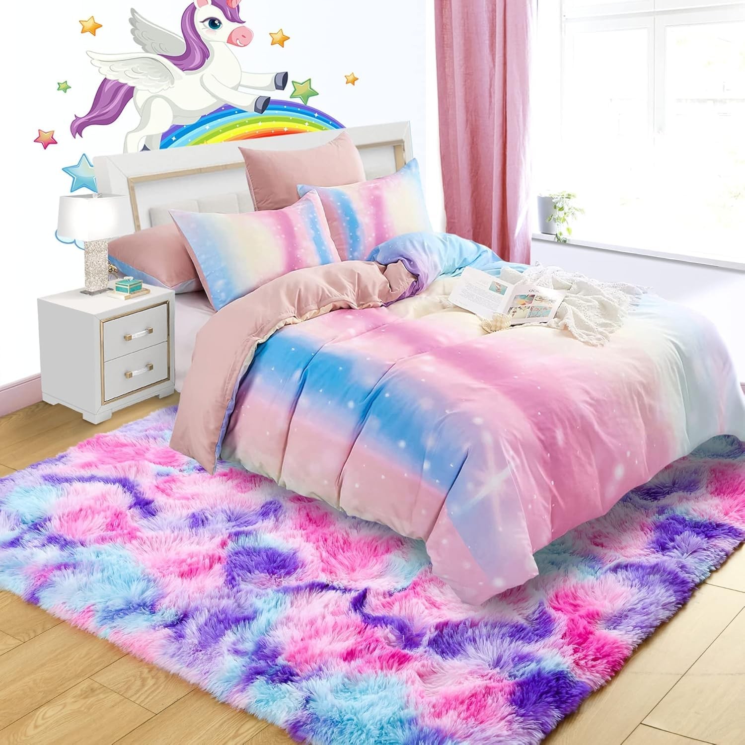 Noahas 6×9 Tie-Dyed Pink Purple Blue Rug