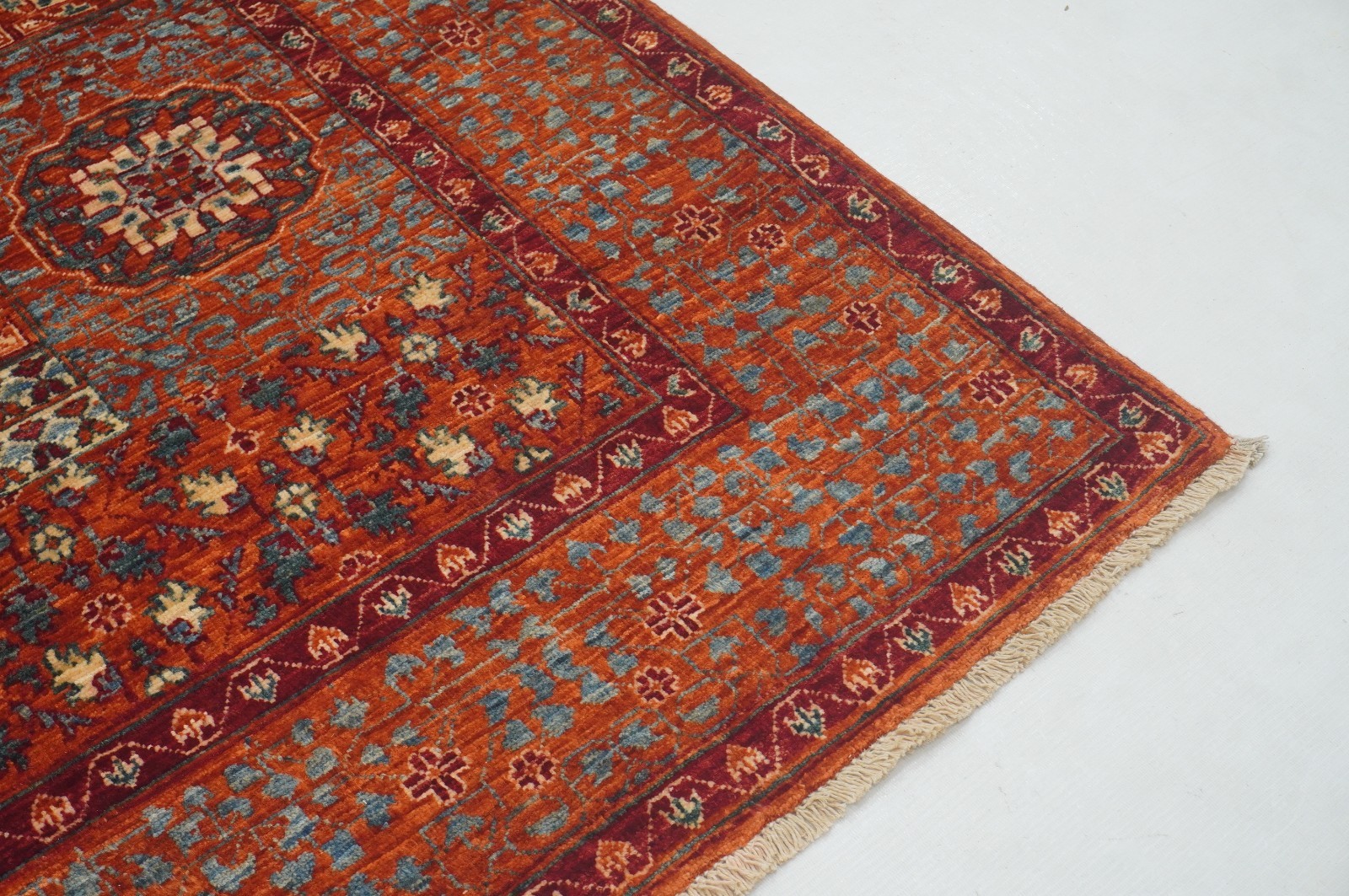 5×7 ft Red Mamluk Afghan Hand Knotted Wool Medallion Rug