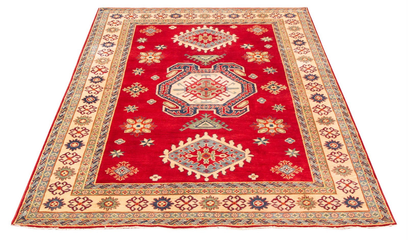 Traditional Hand-Knotted Geometric Area Rug 6’7″ x 9’0″ Oriental Wool Carpet
