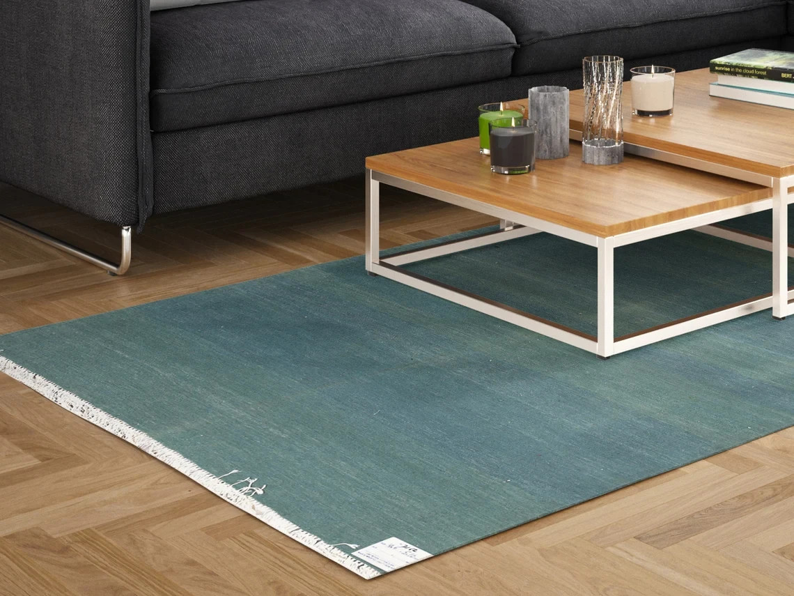Handwoven Gray Wool Area Rug 3×5.10 Reversible Flatweave Kilim Carpet