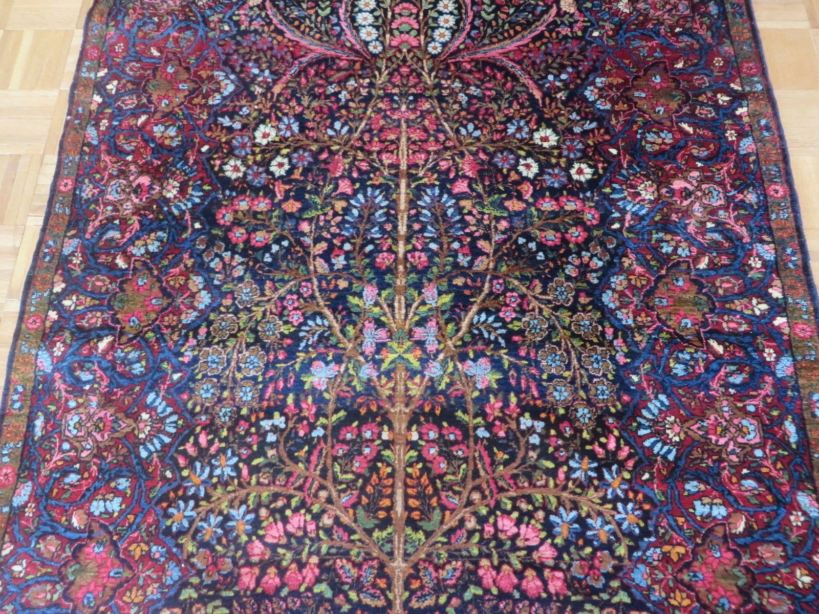 4’7 x 6’10 Hand Knotted Navy Blue Tree of Life Antique Oriental Rug G2798
