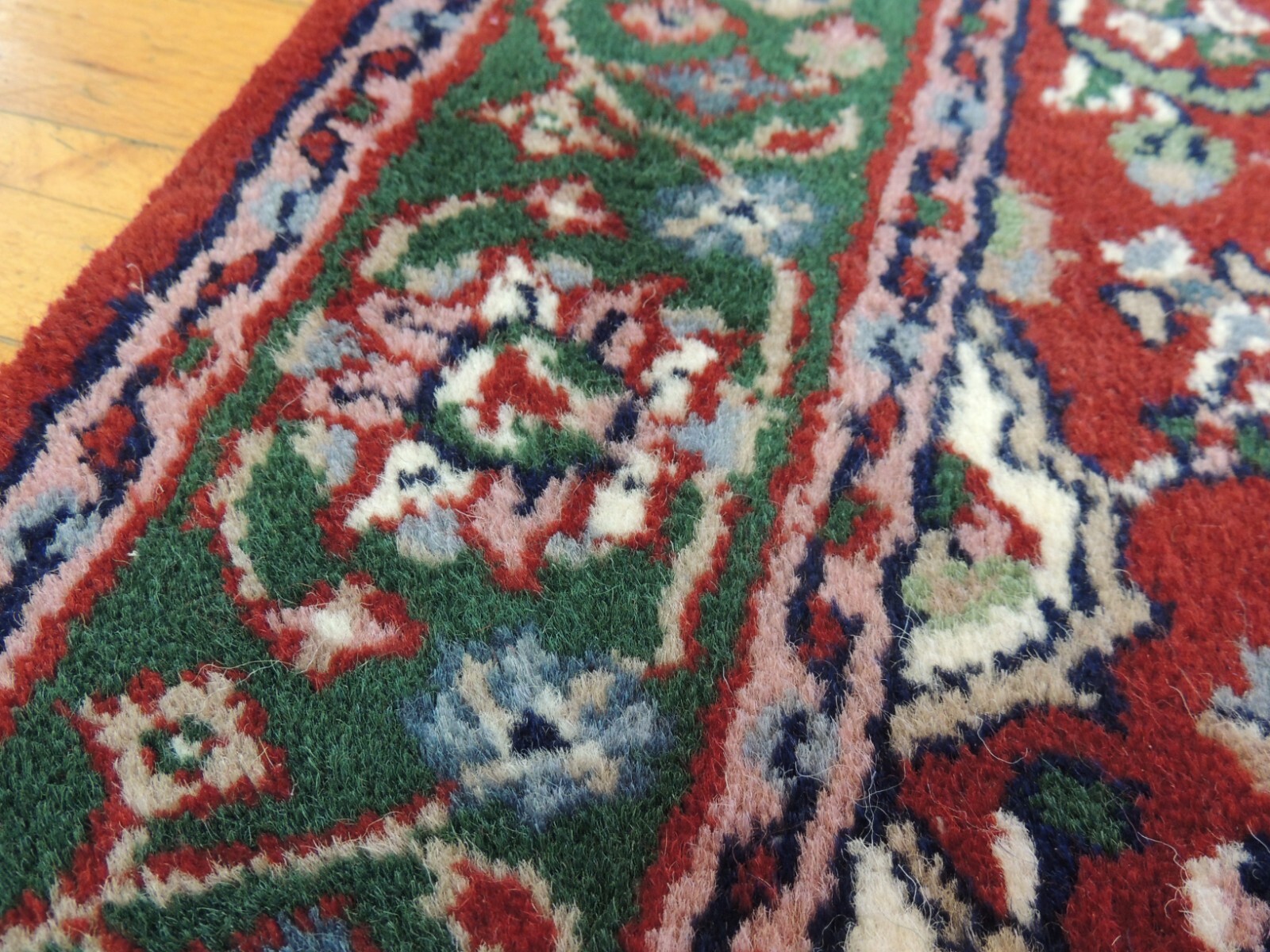 3×8 2×8 RUNNER Rug wool Hand knotted Red Green Blue/Gray Purple Stunning!
