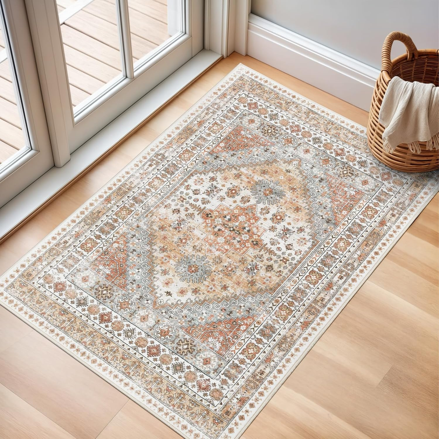 2X3 Entryway Rug, Soft Washable Rugs, Non Slip Area Rug, Stain Resistant Low Pil