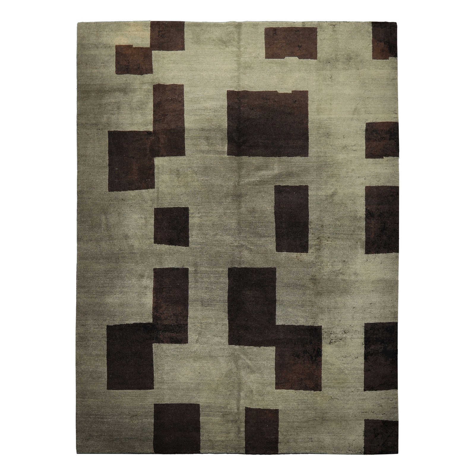 8×10 Tibetano Hand Knotted Wool & Silk Celadon Tibetan Modern Rug