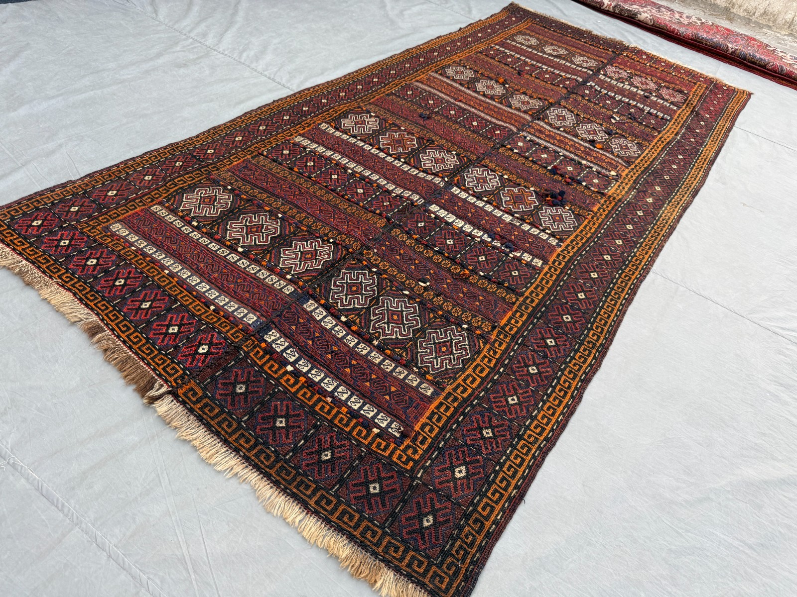 4×10 Vintage Afghan Kilim Rug Handwoven Embroidered Tribal Geometric Flatweave