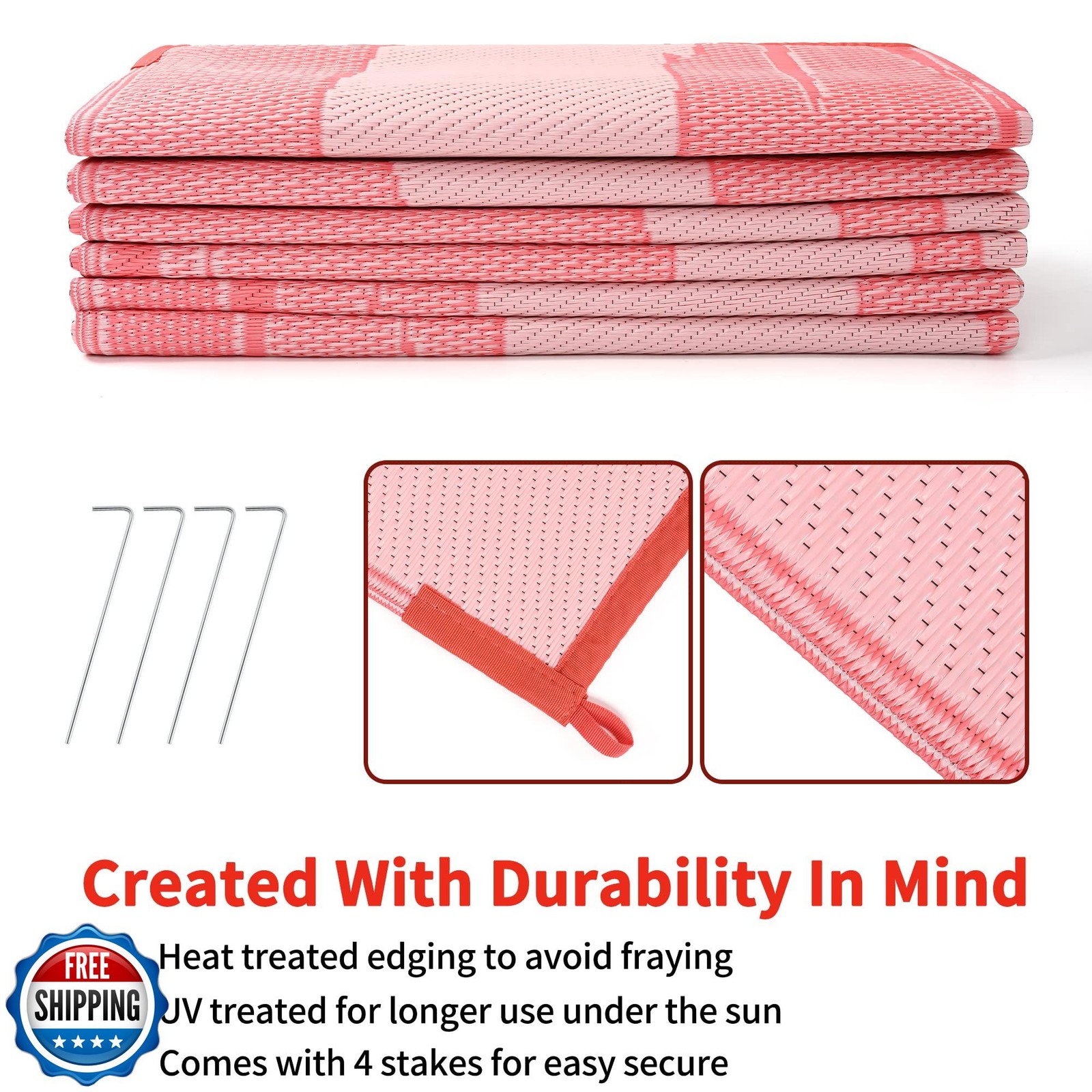 Boulder Bee Outdoor Rugs | Plastic Straw Rug | Waterproof Outdoor Camping Rug