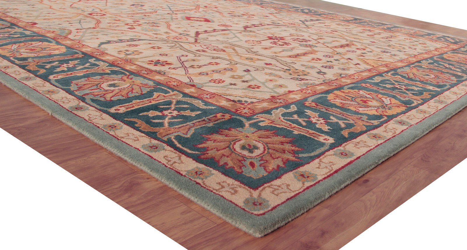 Eva Oriental Blue & Beige Oushak HandTufted 100% Wool Soft Area Rug Carpet